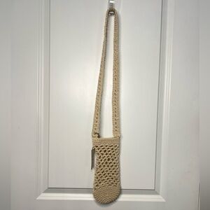 crocheted crossbody phone bag neutral color